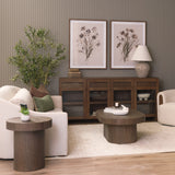 Suri Medium Brown Wood with Glass 4-Door Closed Sideboard - Ornate Home