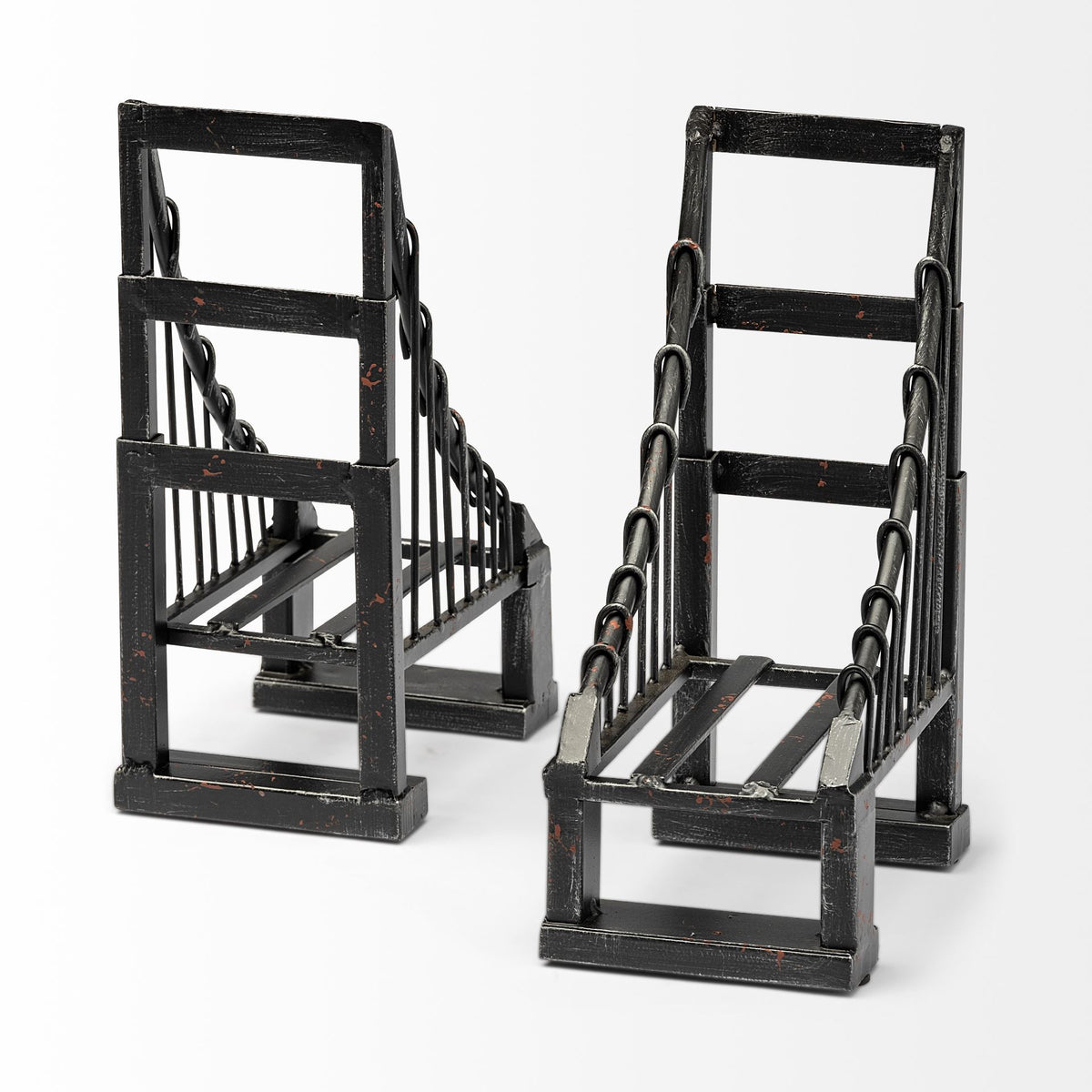 Suspension Brown Wrought Iron Suspension Bridge Bookends (Set of 2) - Ornate Home