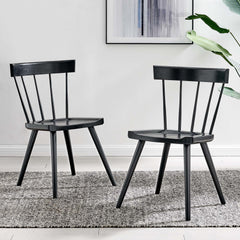 Sutter Black Wood Dining Side Chair (Set of 2) - Ornate Home