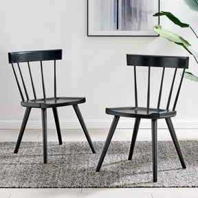 Sutter Black Wood Dining Side Chair (Set of 2) - Ornate Home