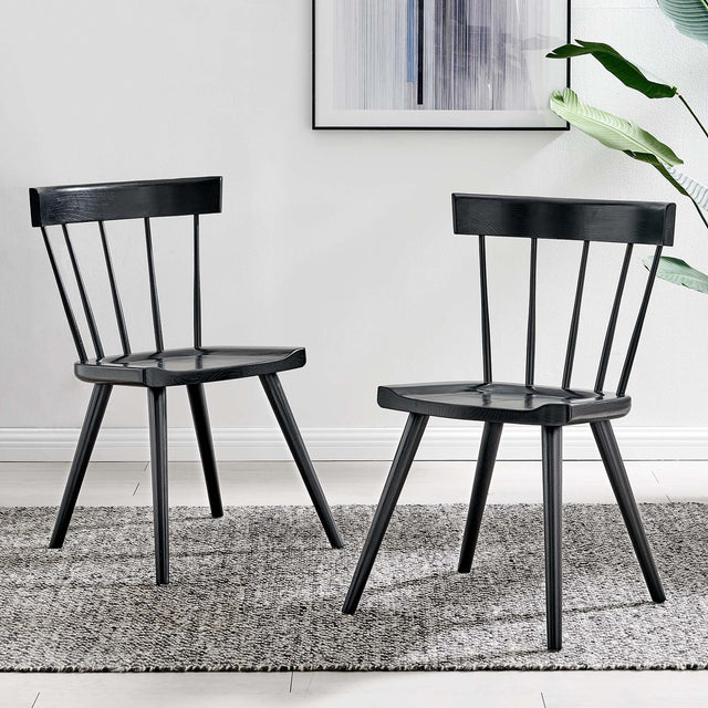 Sutter Black Wood Dining Side Chair (Set of 2) - Ornate Home
