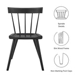 Sutter Black Wood Dining Side Chair (Set of 2) - Ornate Home