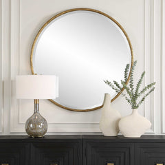 Sutton Aged Gold Round Mirror - Ornate Home