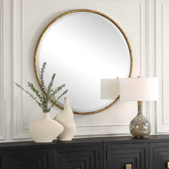 Sutton Aged Gold Round Mirror - Ornate Home