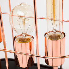 Sutton Black Rose-Gold Metal Cylindrical Cage Three Bulb Table Lamp - Ornate Home