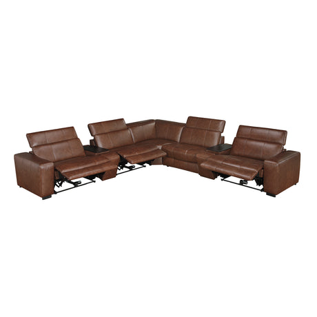 Sutton Brown 7-Piece Modular Power Reclining Sectional - Ornate Home