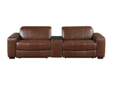 Sutton Brown Power Double Reclining Loveseat w/ Center Console - Ornate Home