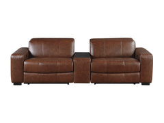 Sutton Brown Power Double Reclining Loveseat w/ Center Console - Ornate Home
