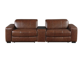 Sutton Brown Power Double Reclining Loveseat w/ Center Console - Ornate Home