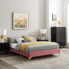 Sutton Dusty Rose Performance Velvet Queen Bed Frame - Ornate Home