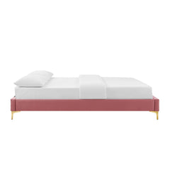 Sutton Dusty Rose Performance Velvet Queen Bed Frame - Ornate Home