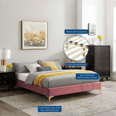 Sutton Dusty Rose Performance Velvet Queen Bed Frame - Ornate Home