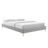 Sutton Light Gray Performance Velvet Full Bed Frame - Ornate Home
