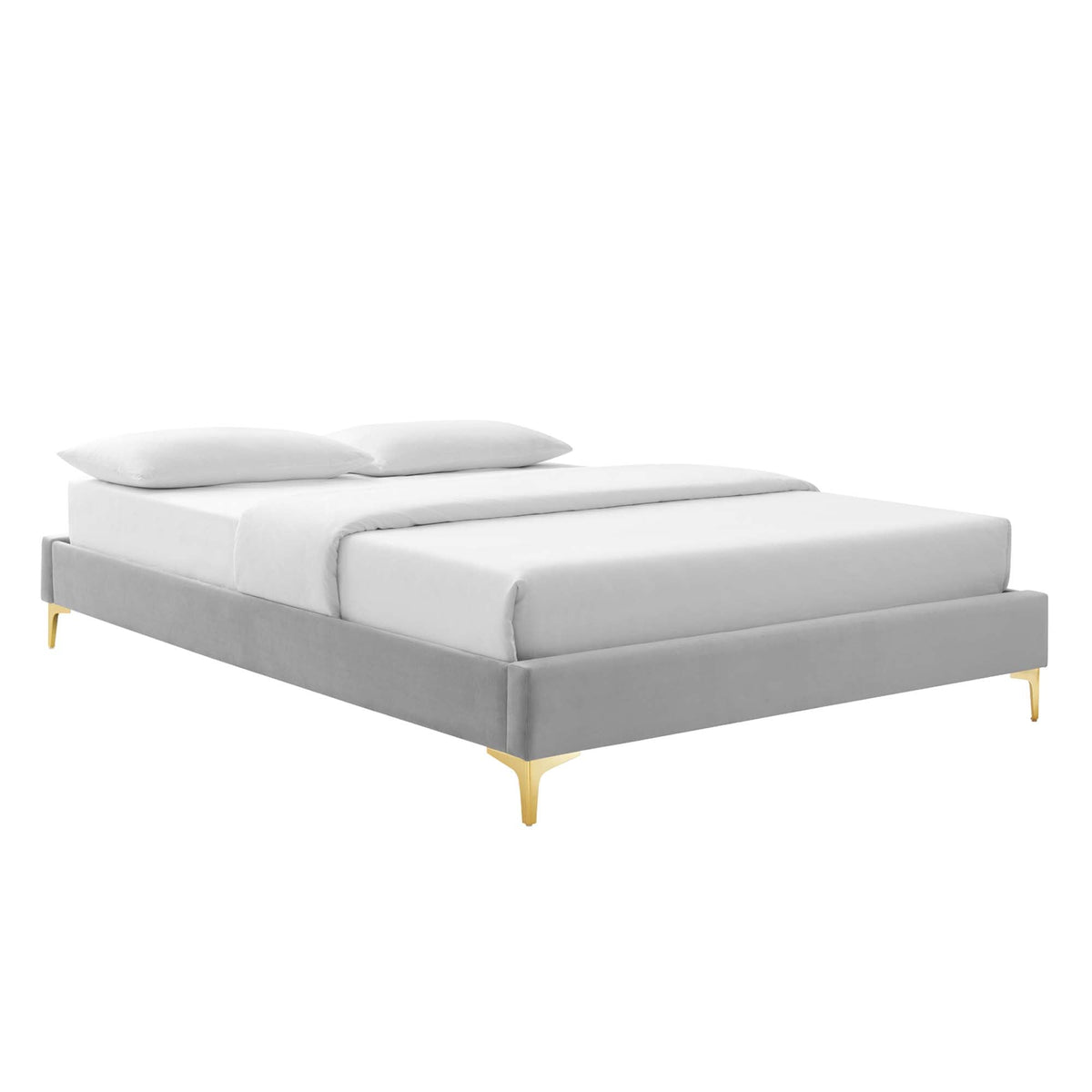 Sutton Light Gray Performance Velvet Full Bed Frame - Ornate Home