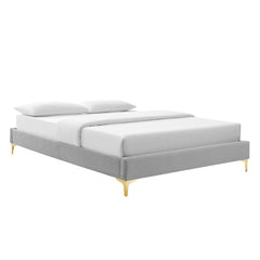 Sutton Light Gray Performance Velvet Full Bed Frame - Ornate Home
