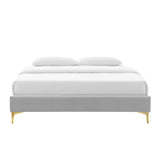 Sutton Light Gray Performance Velvet Full Bed Frame - Ornate Home