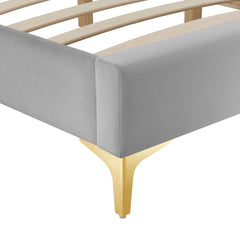 Sutton Light Gray Performance Velvet Full Bed Frame - Ornate Home