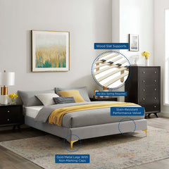 Sutton Light Gray Performance Velvet Full Bed Frame - Ornate Home
