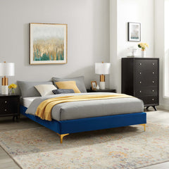 Sutton Navy Performance Velvet Full Bed Frame - Ornate Home