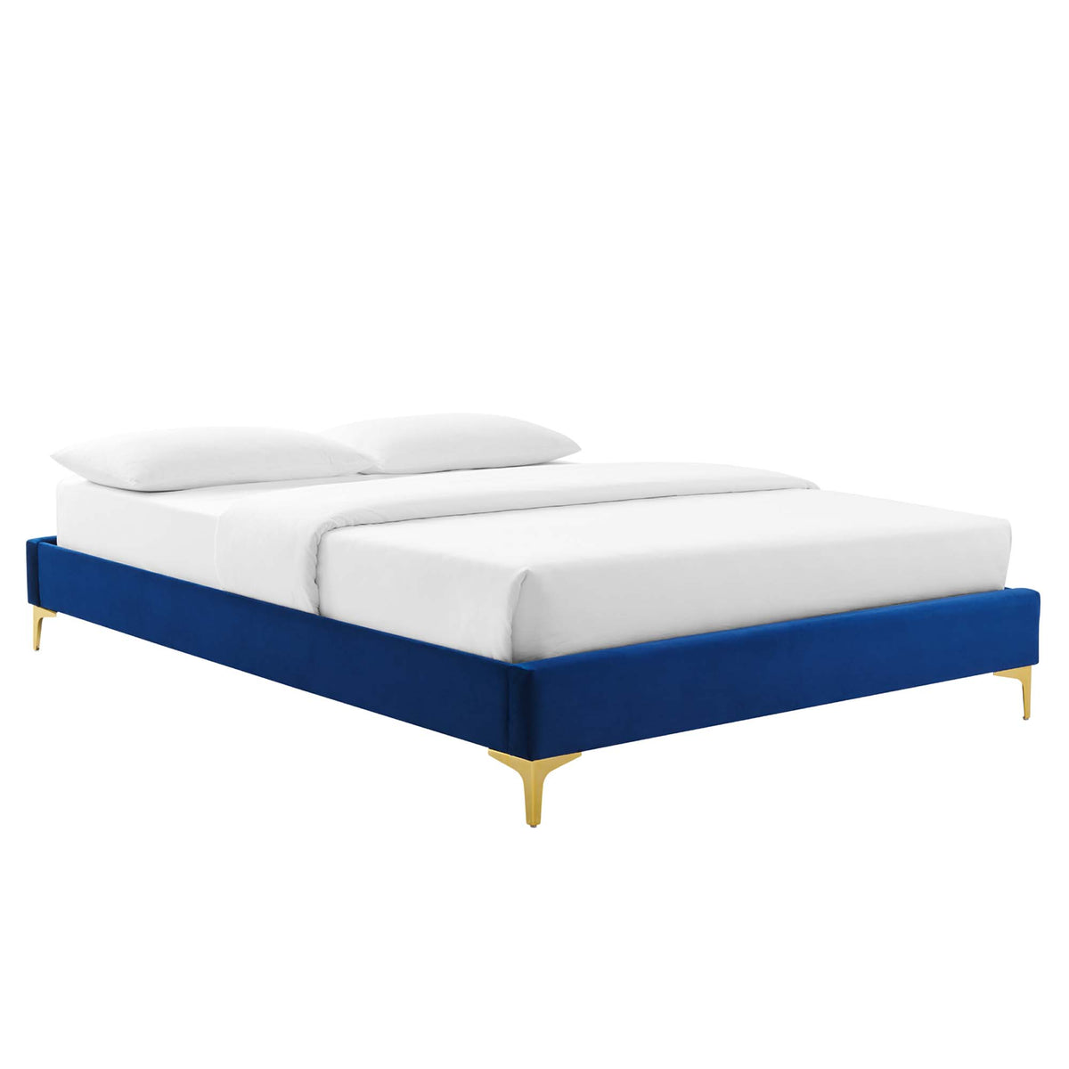 Sutton Navy Performance Velvet Full Bed Frame - Ornate Home