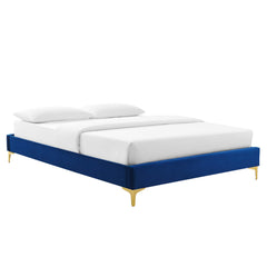 Sutton Navy Performance Velvet Full Bed Frame - Ornate Home