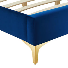 Sutton Navy Performance Velvet Full Bed Frame - Ornate Home