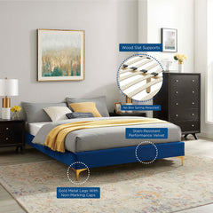 Sutton Navy Performance Velvet Full Bed Frame - Ornate Home