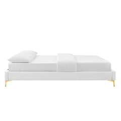 Sutton White Performance Velvet Full Bed Frame - Ornate Home