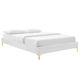 Sutton White Performance Velvet Queen Bed Frame - Ornate Home
