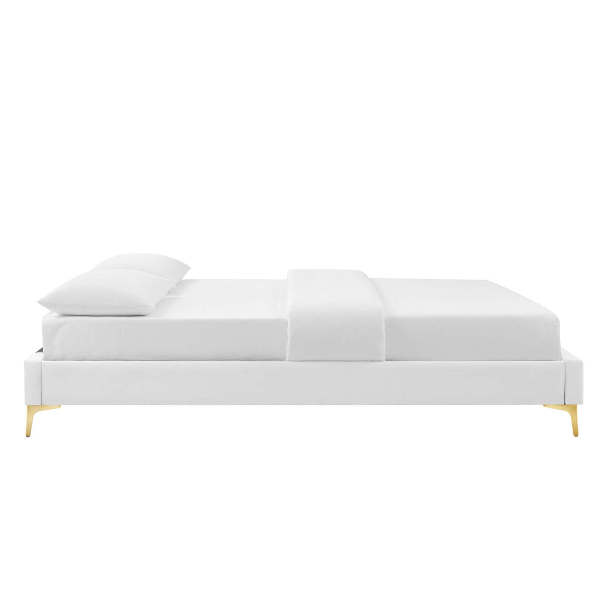 Sutton White Performance Velvet Queen Bed Frame - Ornate Home