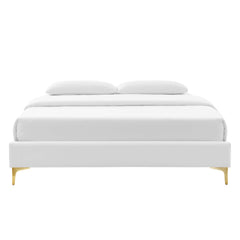 Sutton White Performance Velvet Queen Bed Frame - Ornate Home