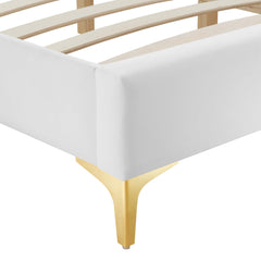 Sutton White Performance Velvet Queen Bed Frame - Ornate Home