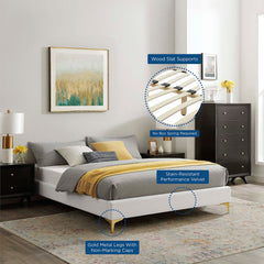 Sutton White Performance Velvet Queen Bed Frame - Ornate Home
