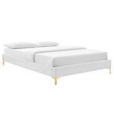 Sutton White Performance Velvet Queen Bed Frame - Ornate Home