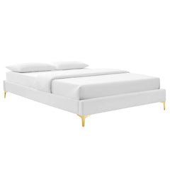 Sutton White Performance Velvet Queen Bed Frame - Ornate Home