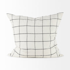 Suzanne White/Black 22x22 Square Pattern Pillow Cover with Down Filler (Set of 2) - Ornate Home