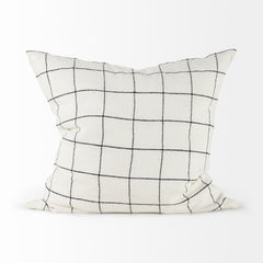 Suzanne White/Black 22x22 Square Pattern Pillow Cover with Down Filler (Set of 2) - Ornate Home