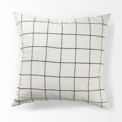 Suzanne White/Black 22x22 Square Pattern Pillow Cover with Down Filler (Set of 2) - Ornate Home