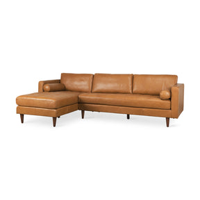 Svend Tan Leather Left Chaise Sectional Sofa - Ornate Home