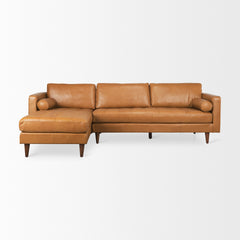 Svend Tan Leather Left Chaise Sectional Sofa - Ornate Home