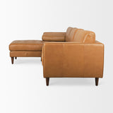 Svend Tan Leather Left Chaise Sectional Sofa - Ornate Home
