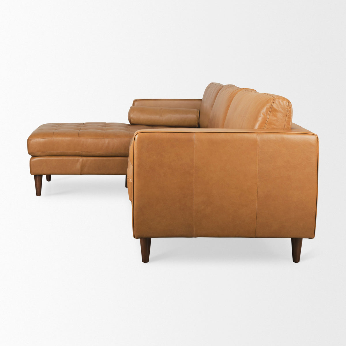 Svend Tan Leather Left Chaise Sectional Sofa - Ornate Home