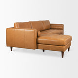 Svend Tan Leather Left Chaise Sectional Sofa - Ornate Home