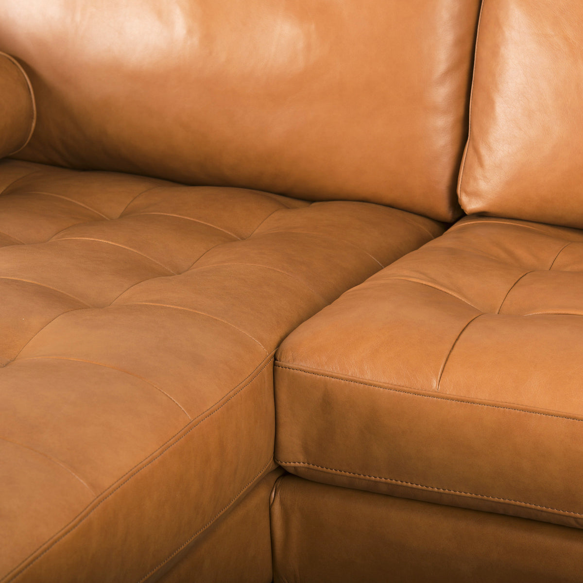 Svend Tan Leather Left Chaise Sectional Sofa - Ornate Home