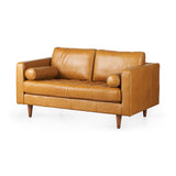 Svend Tan Leather Loveseat Sofa - Ornate Home
