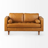 Svend Tan Leather Loveseat Sofa - Ornate Home