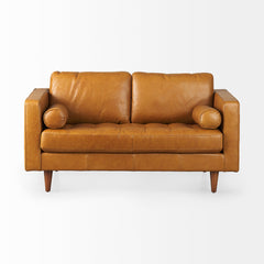 Svend Tan Leather Loveseat Sofa - Ornate Home