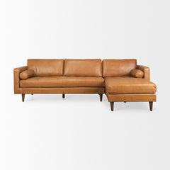 Svend Tan Leather Right Chaise Sectional Sofa - Ornate Home