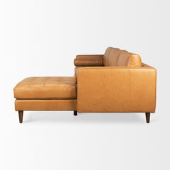 Svend Tan Leather Right Chaise Sectional Sofa - Ornate Home