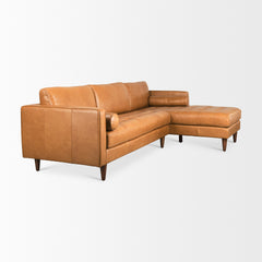 Svend Tan Leather Right Chaise Sectional Sofa - Ornate Home